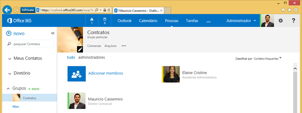 Membos dos Grupos de Colaboração do Office 365